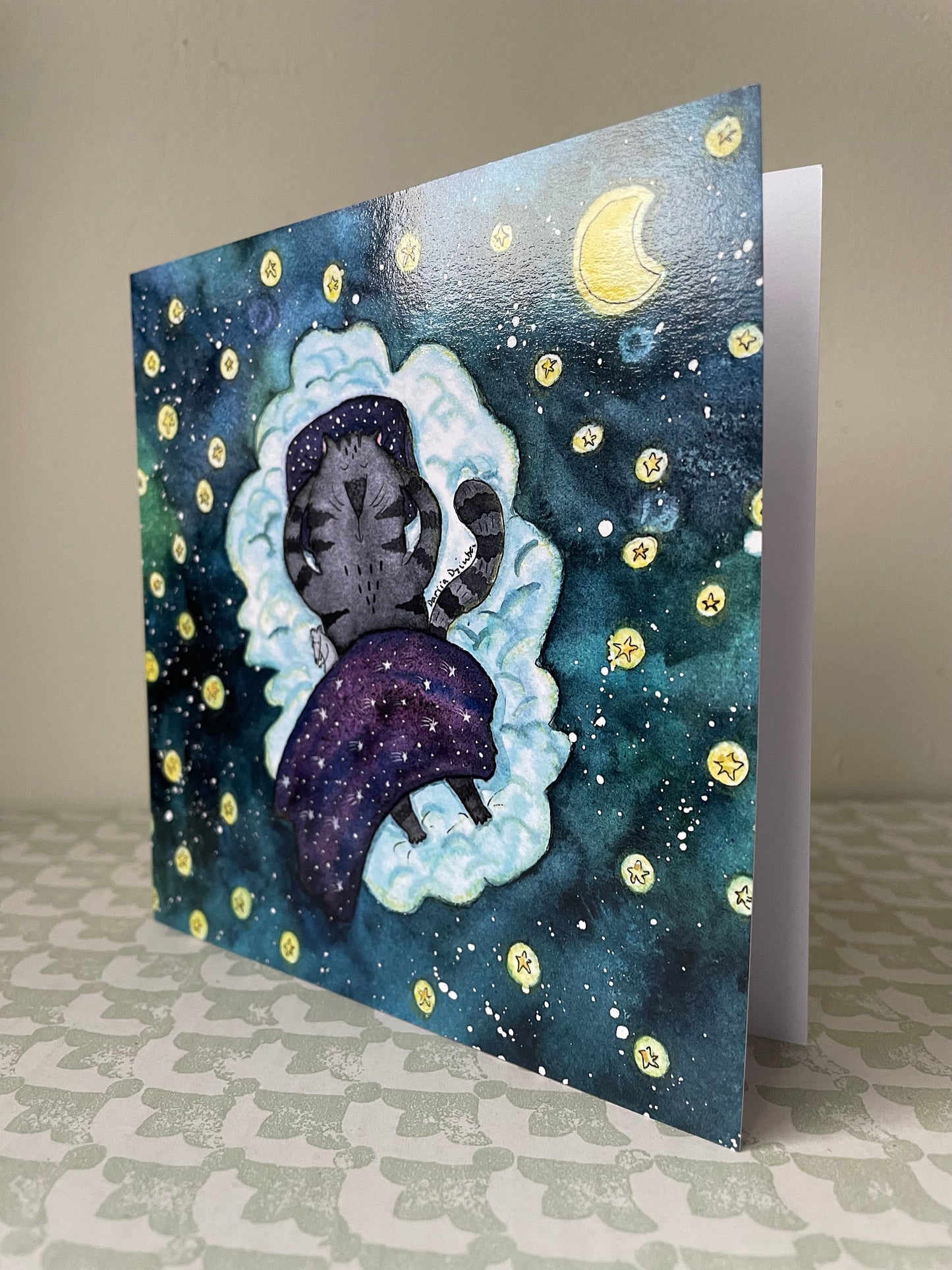 Square card starry night/ Sleeping on cloud: Greeting card