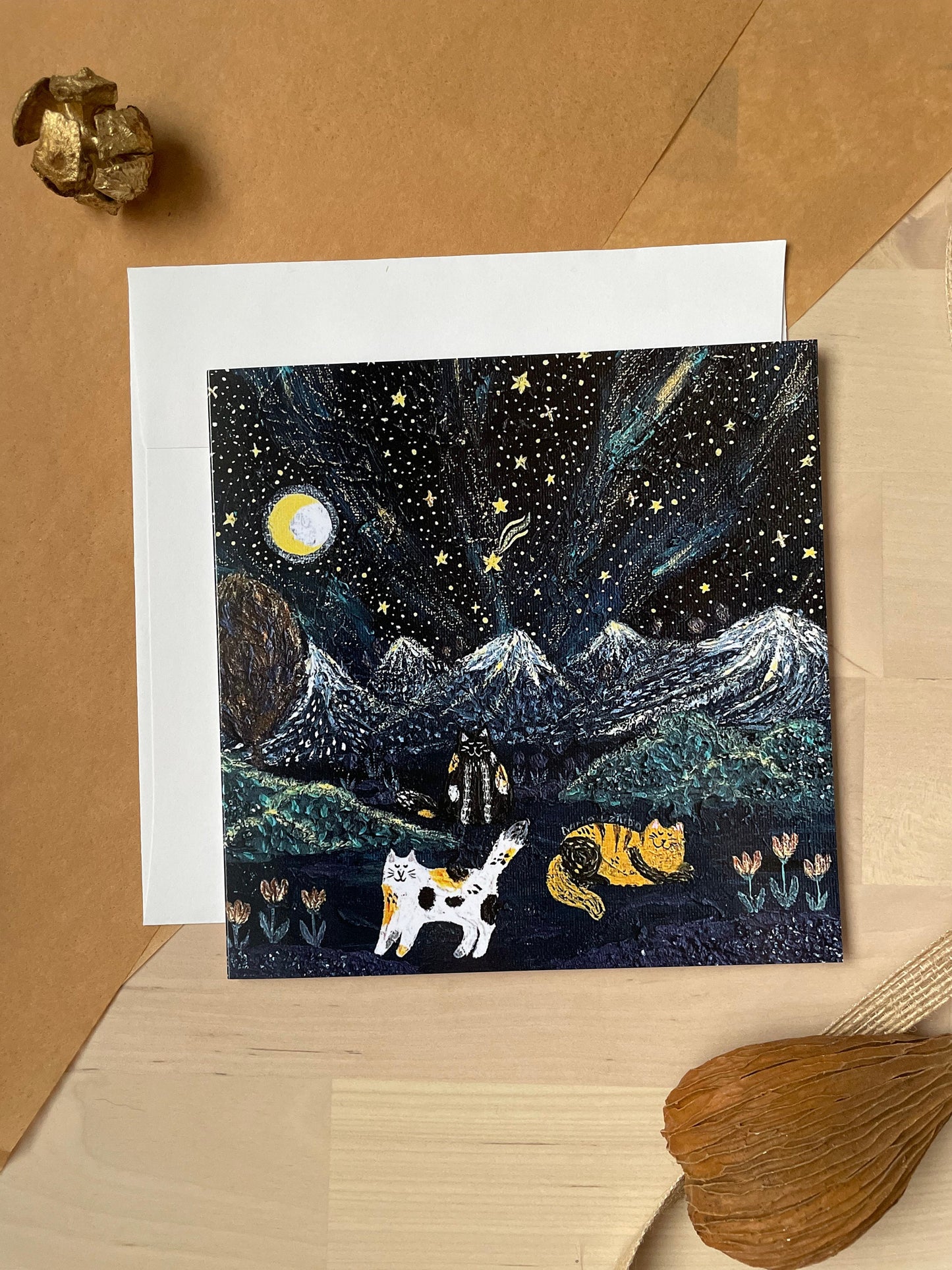 Cats in the mountains: Greeting card