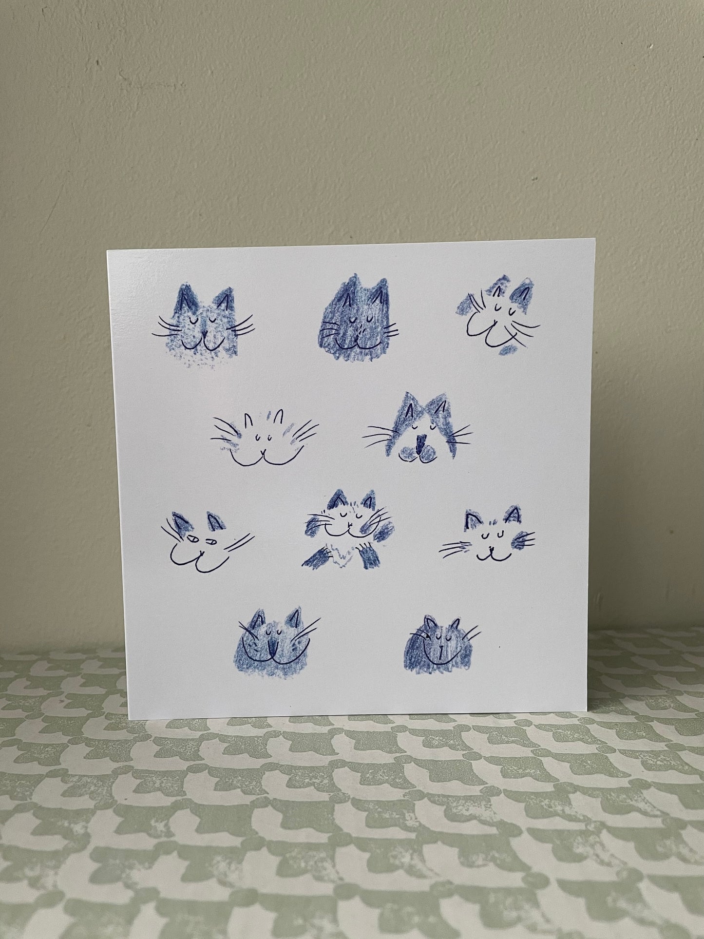 Têtes de chat bleues: Carte de vœux pliante