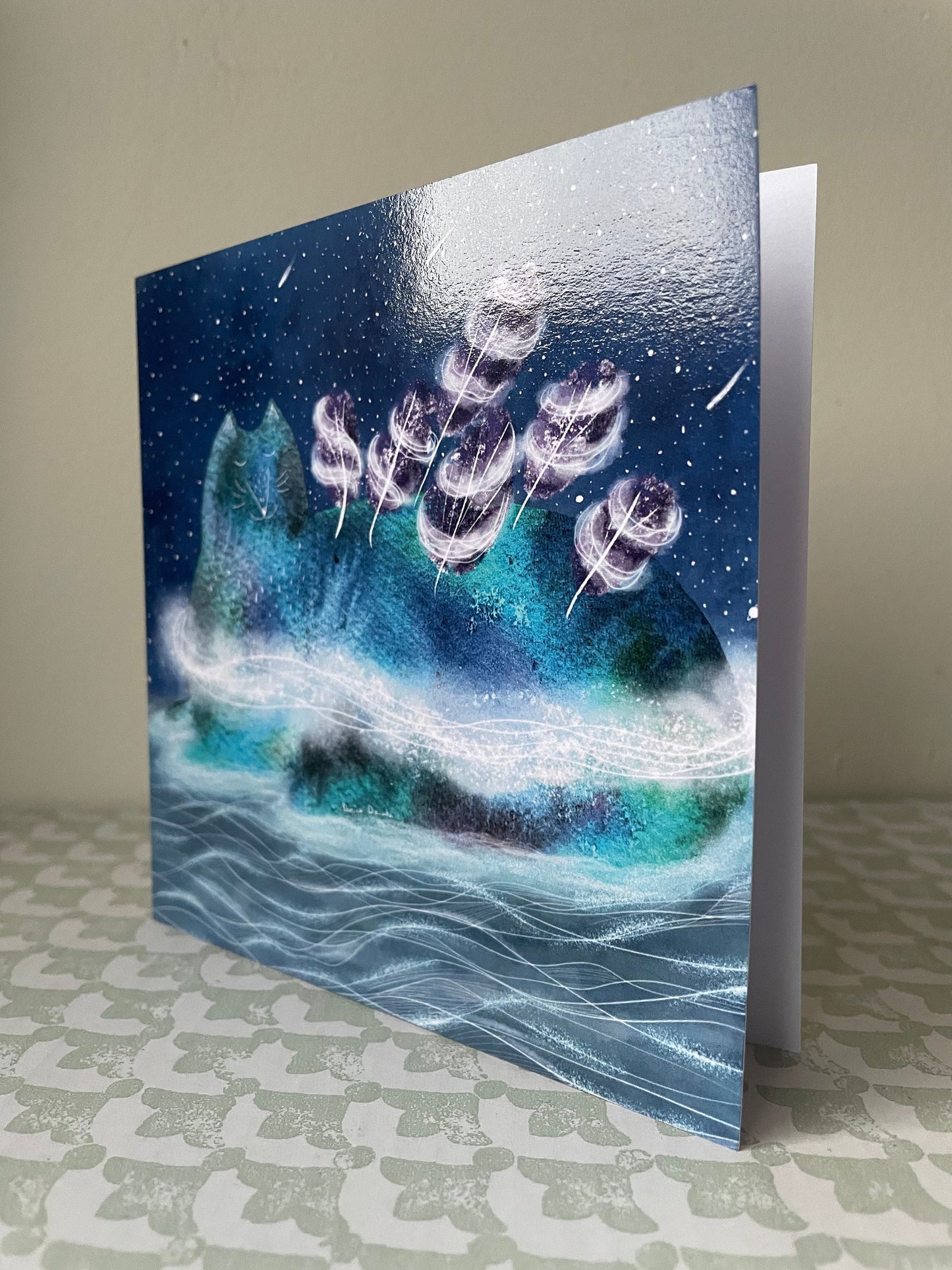 Dreaming kitty/ Cat rock: Greeting card