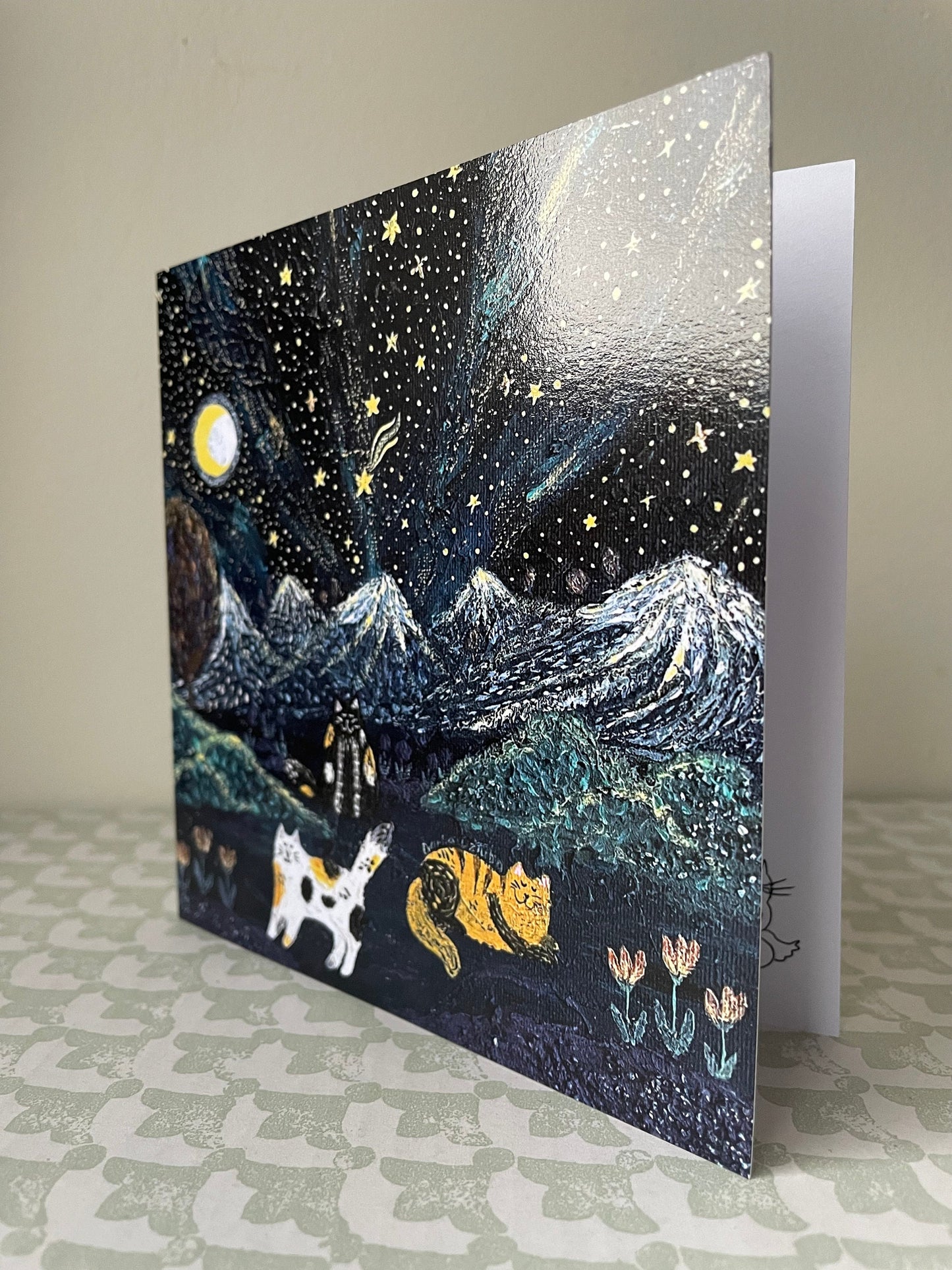 Cats in the mountains: Greeting card