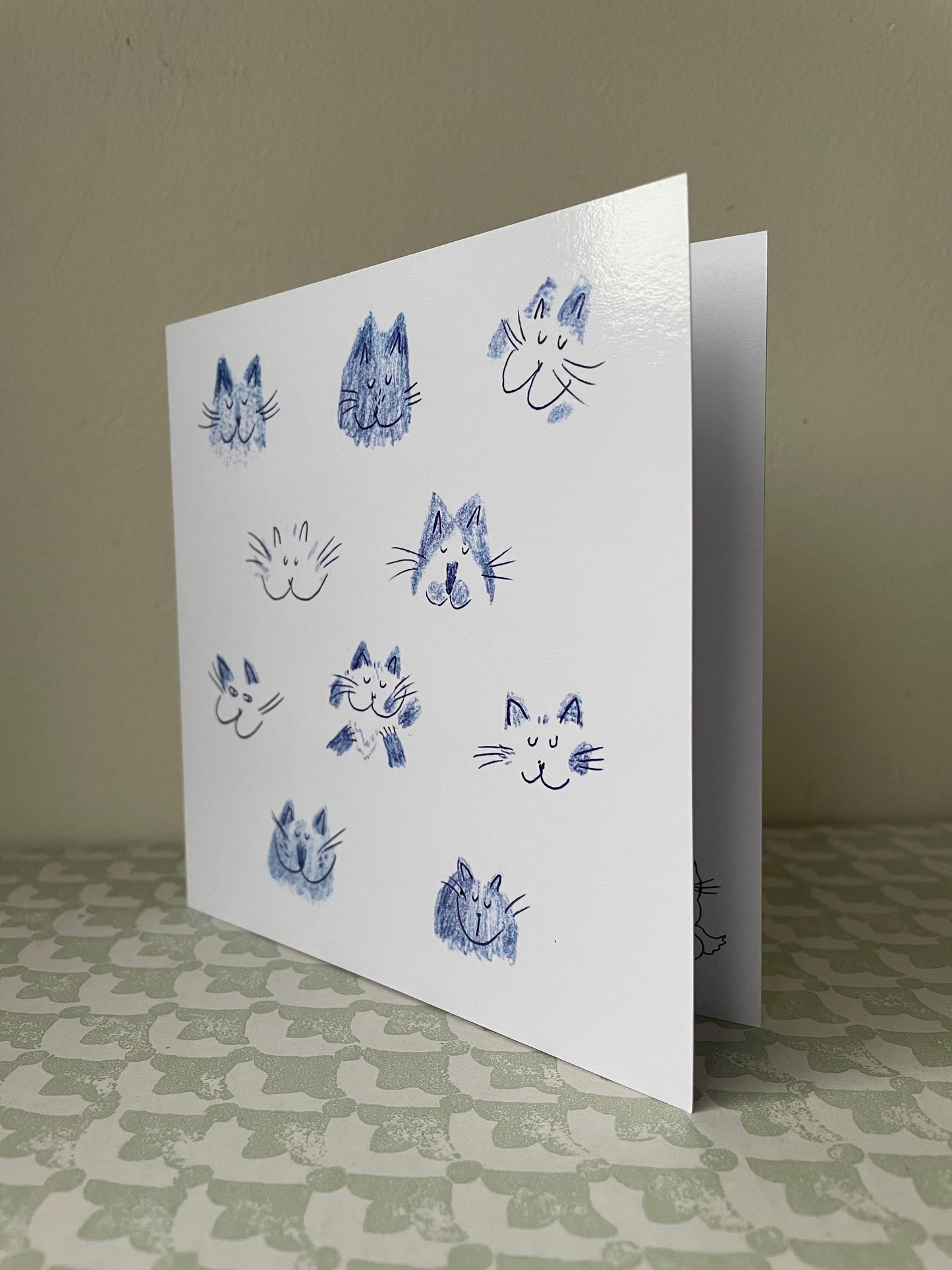 Têtes de chat bleues: Carte de vœux pliante