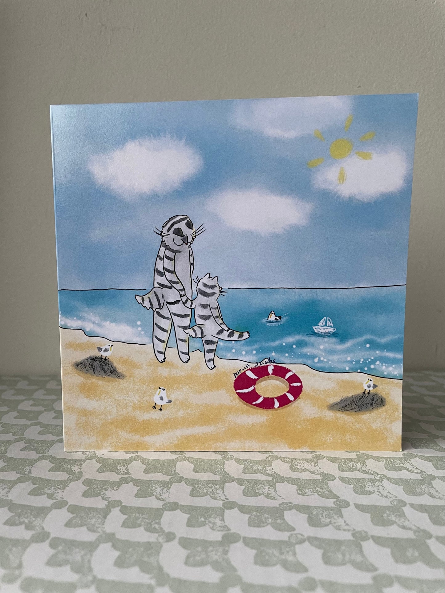 Father’s Mother’s Day at the beach: Greeting card